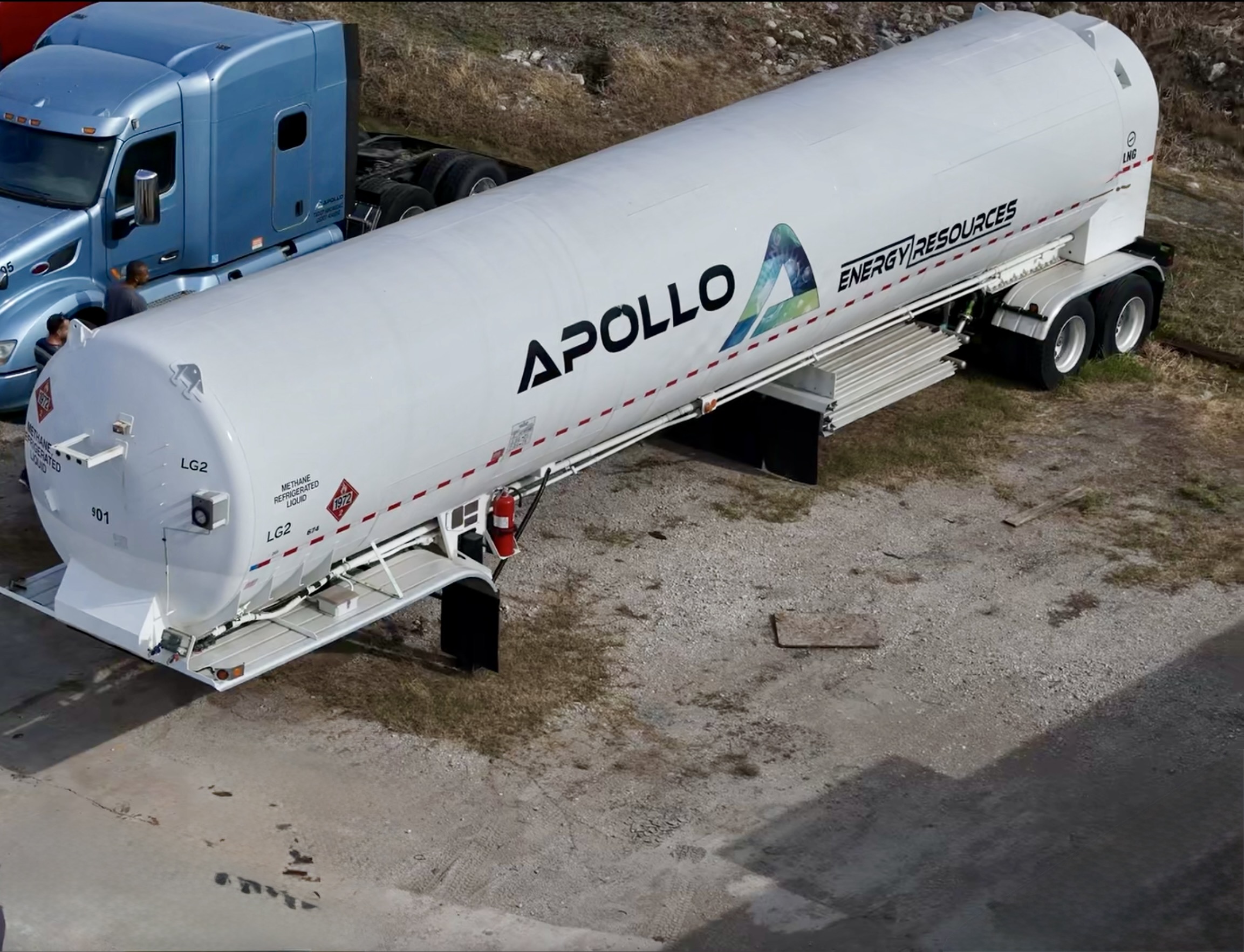 Apollo cryogenic LNG tanker trailer, aerial view